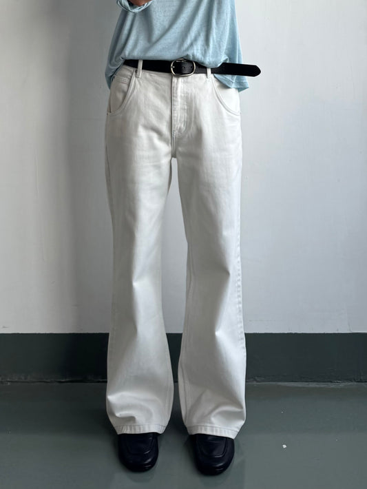 Straight-Cut Denim Pants with Stitching