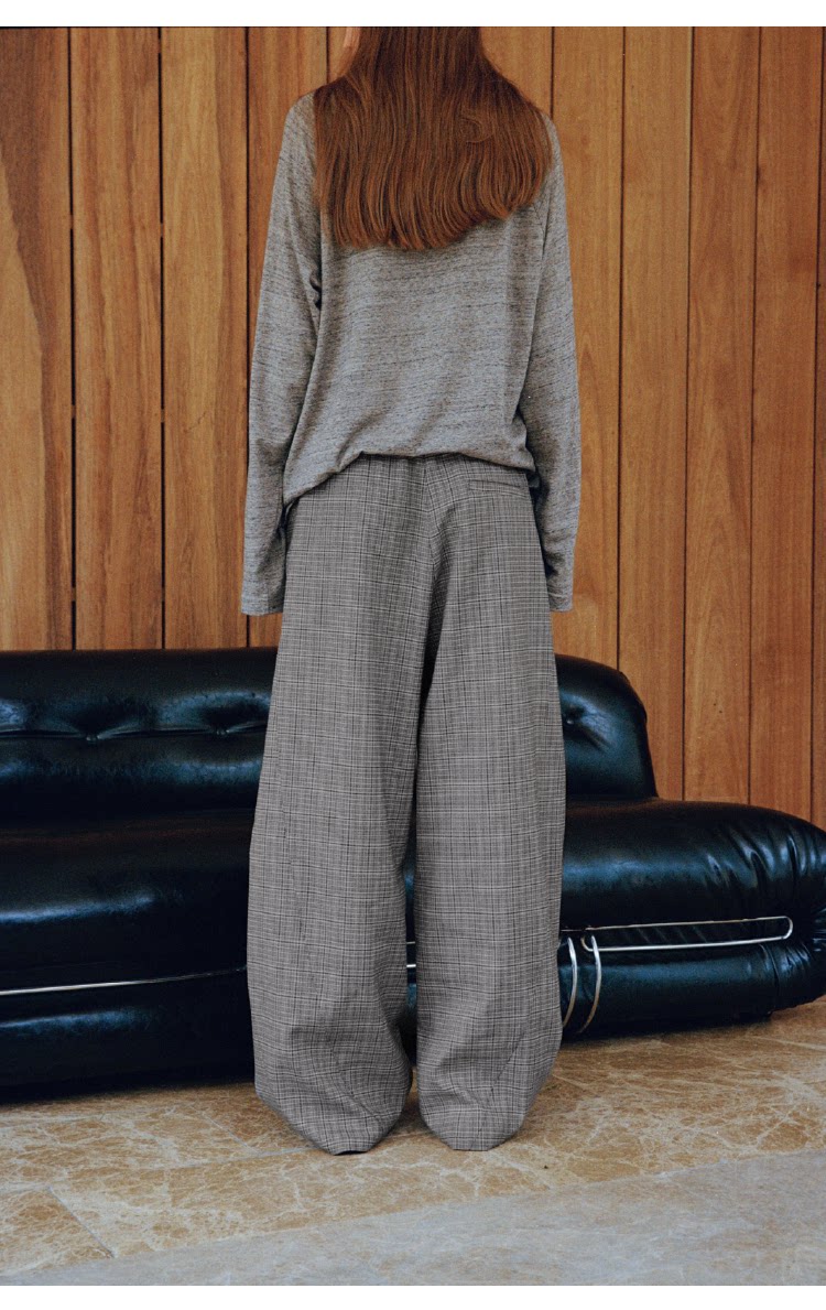 Houndstooth Wide-Leg Pants