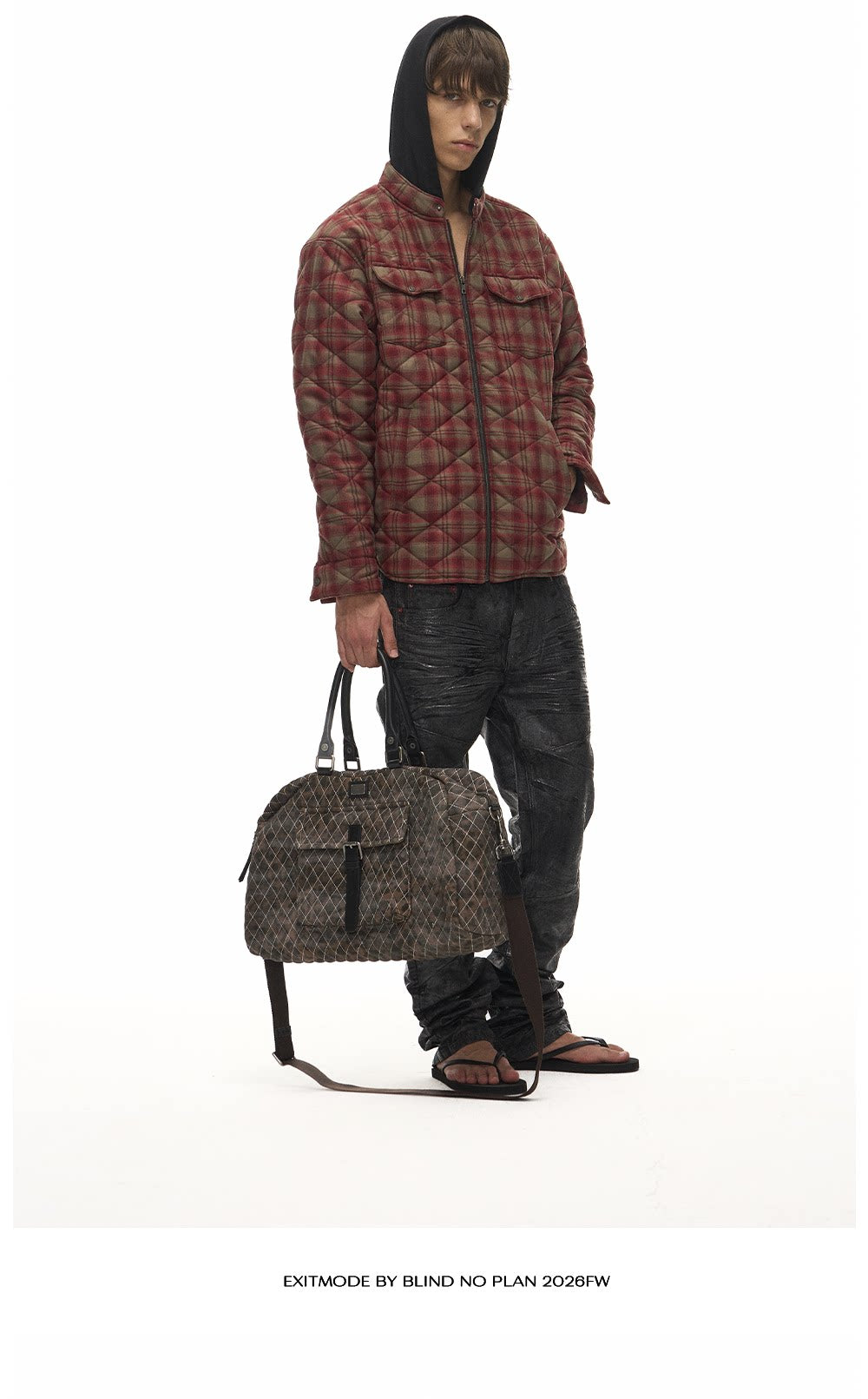 Casual Cotton Jacket with Diamond Pattern