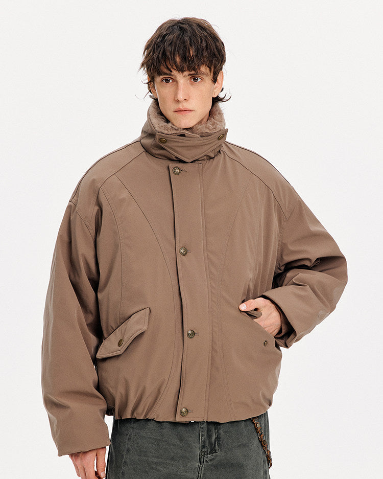 Unisex Loose-Fit Fur Collar Jacket