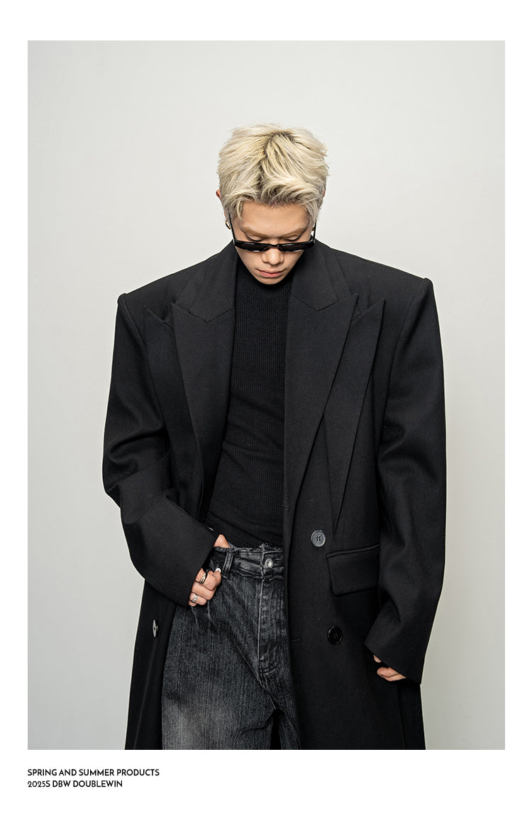 Faux Two-Piece Long Coat