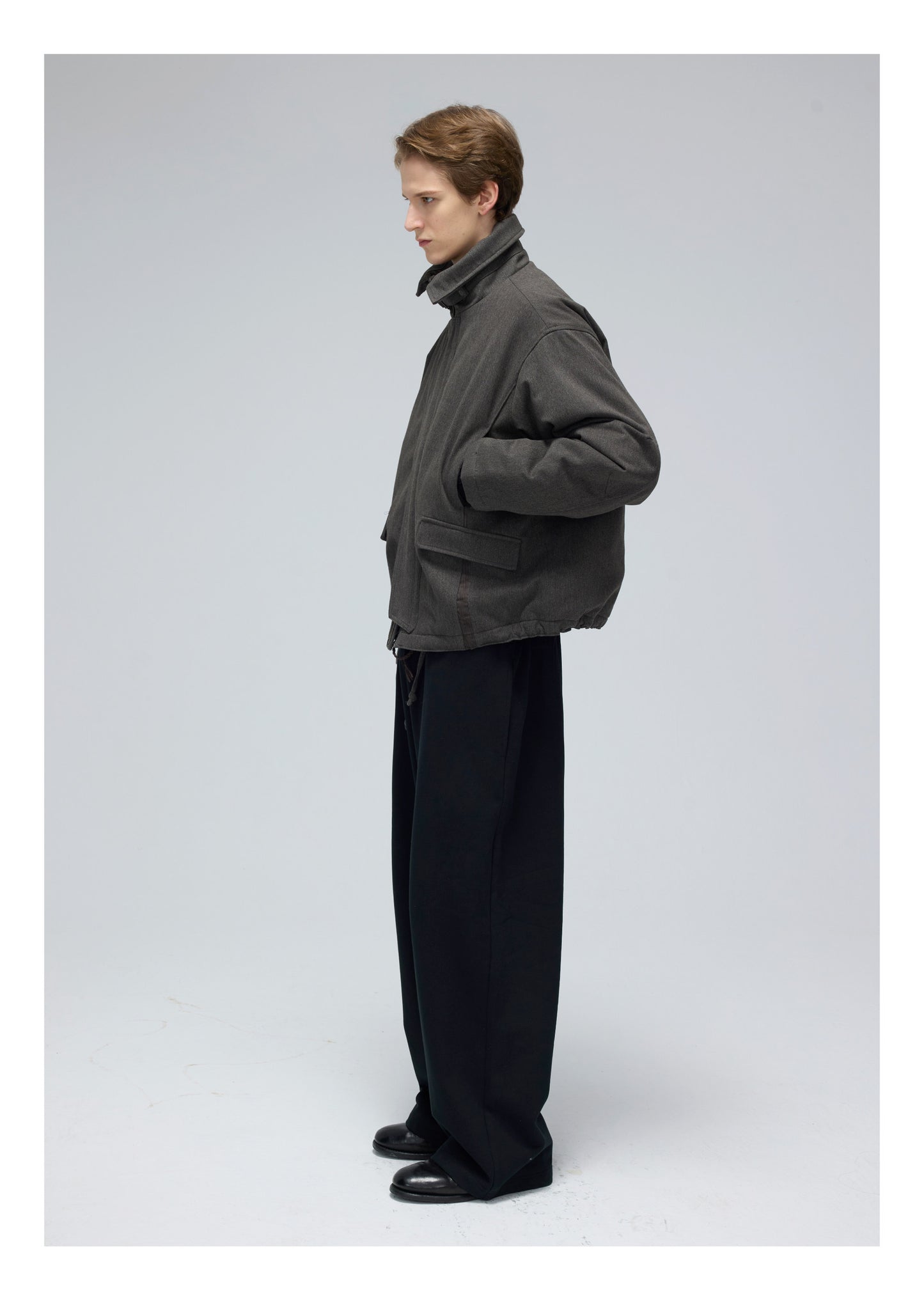 Fold-Down Collar Multi-Pocket Jacket