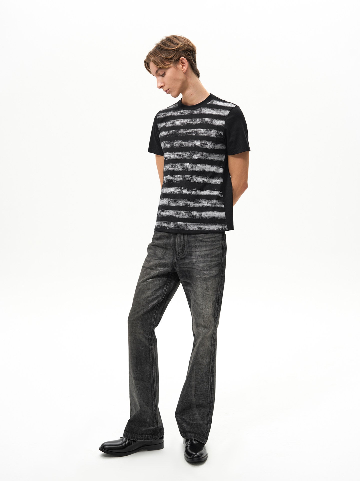 Distressed flare jeans