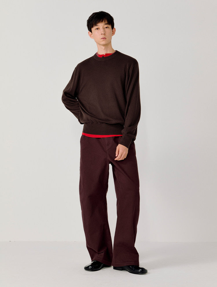 Logo Leather Label Loose-Fit Sweater