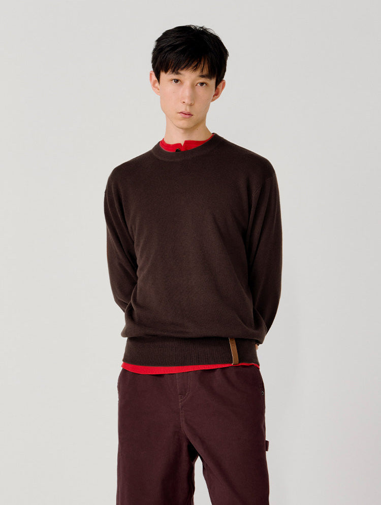 Logo Leather Label Loose-Fit Sweater