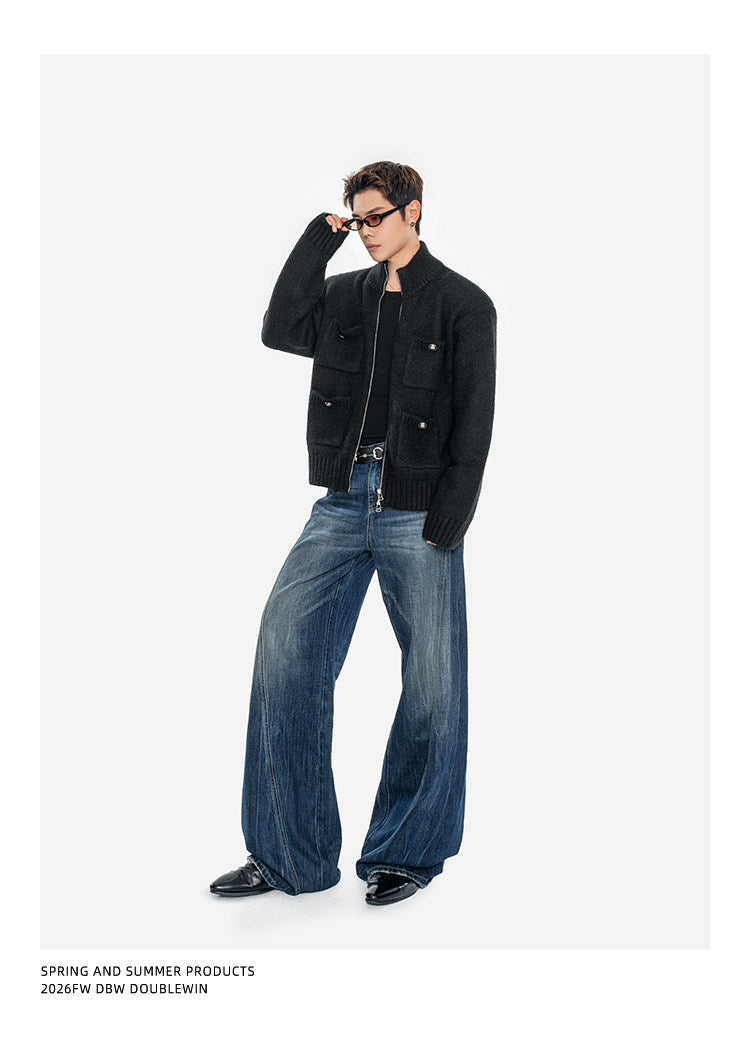 Heavyweight Sweater Jacket with Multiple Pockets