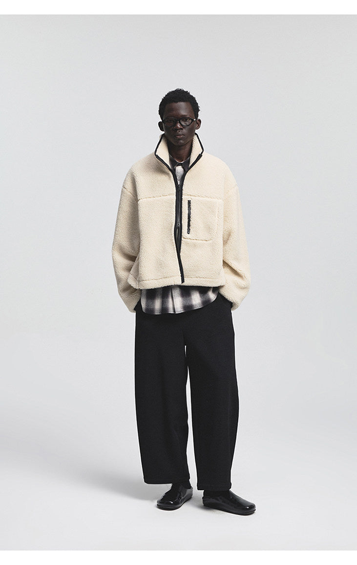 Multi-Pocket Short Fleece Jacket