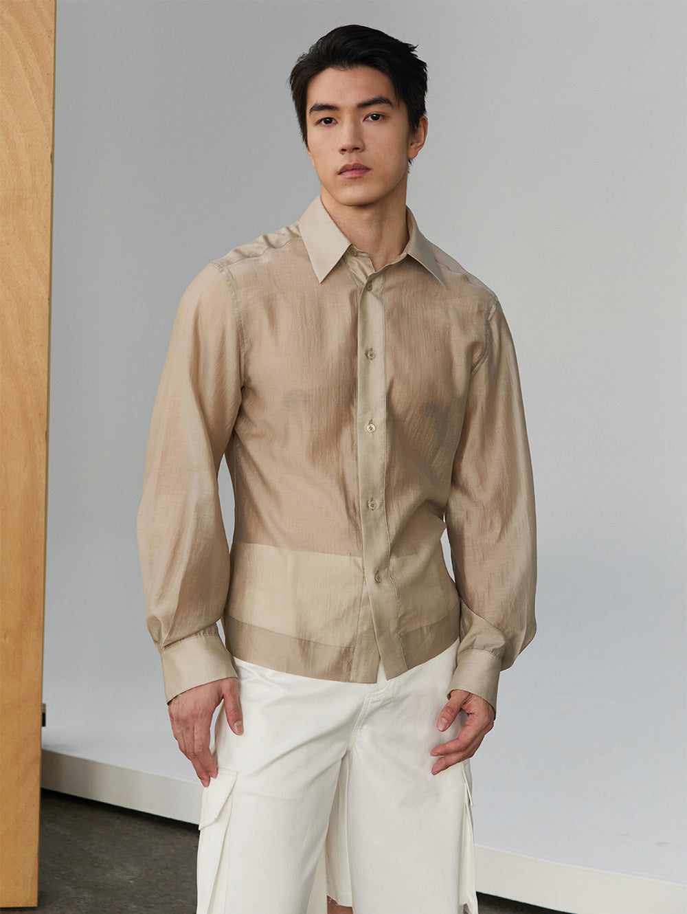 Waist-Shaping Lapel Shirt