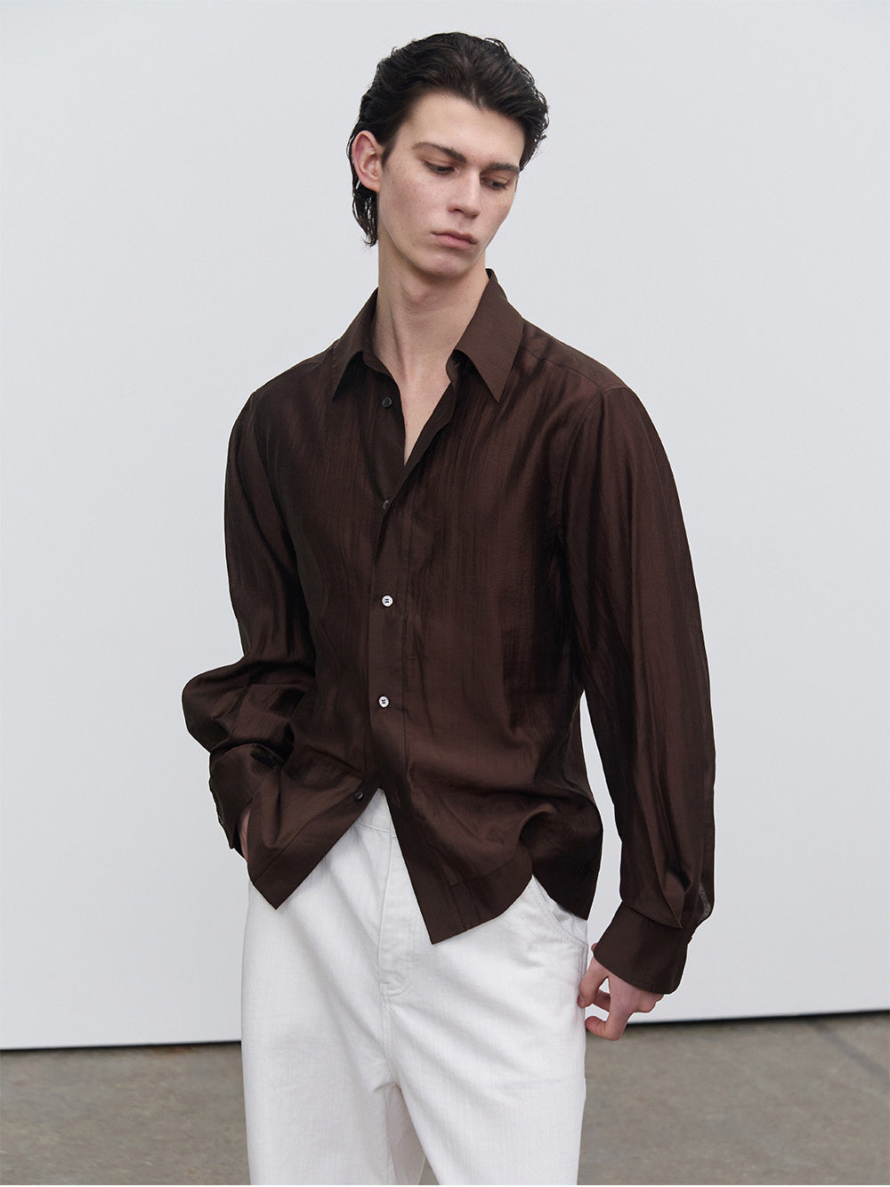 Waist-Shaping Lapel Shirt