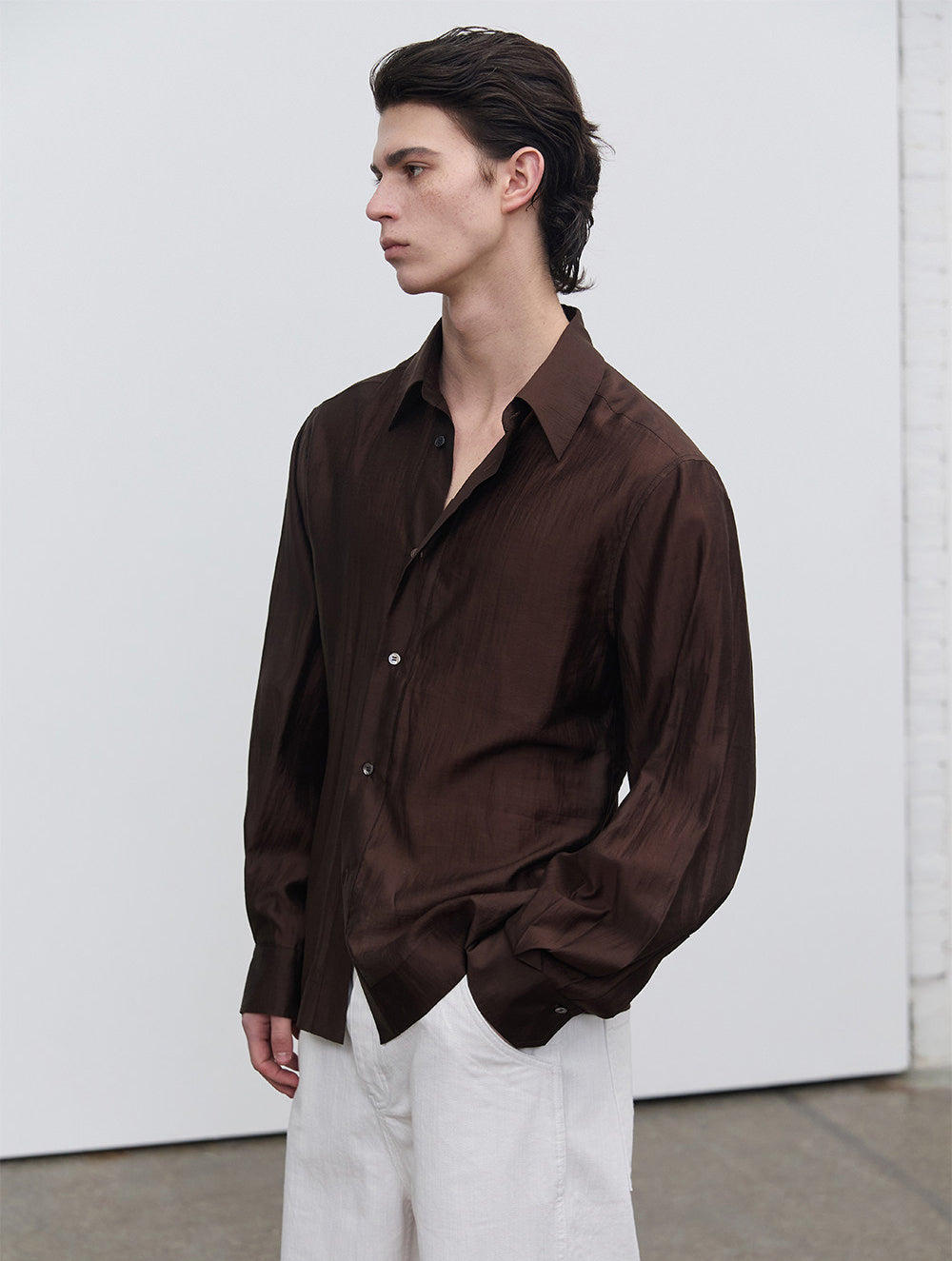 Waist-Shaping Lapel Shirt