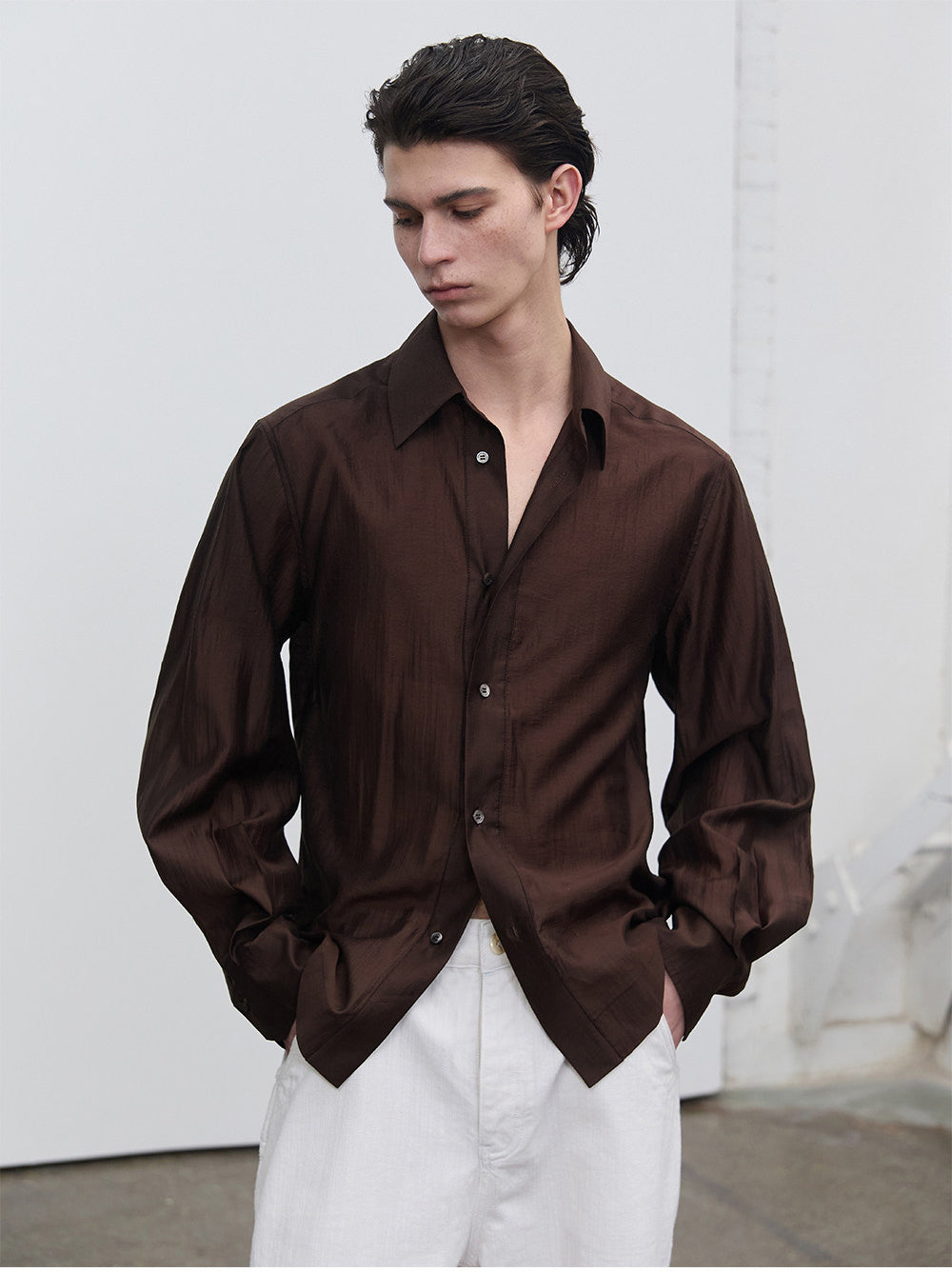 Waist-Shaping Lapel Shirt
