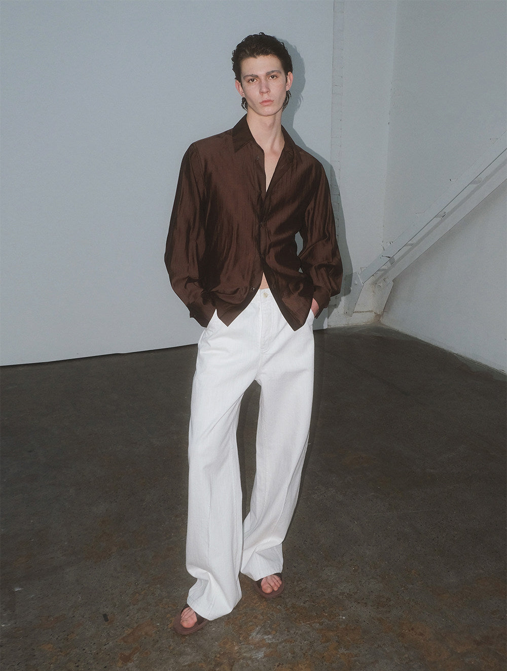 Waist-Shaping Lapel Shirt