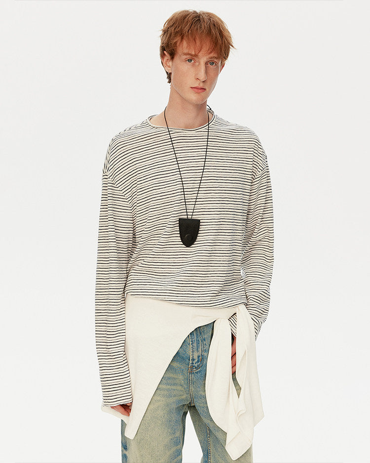 Retro Casual Roll-Up Stripe T-Shirt