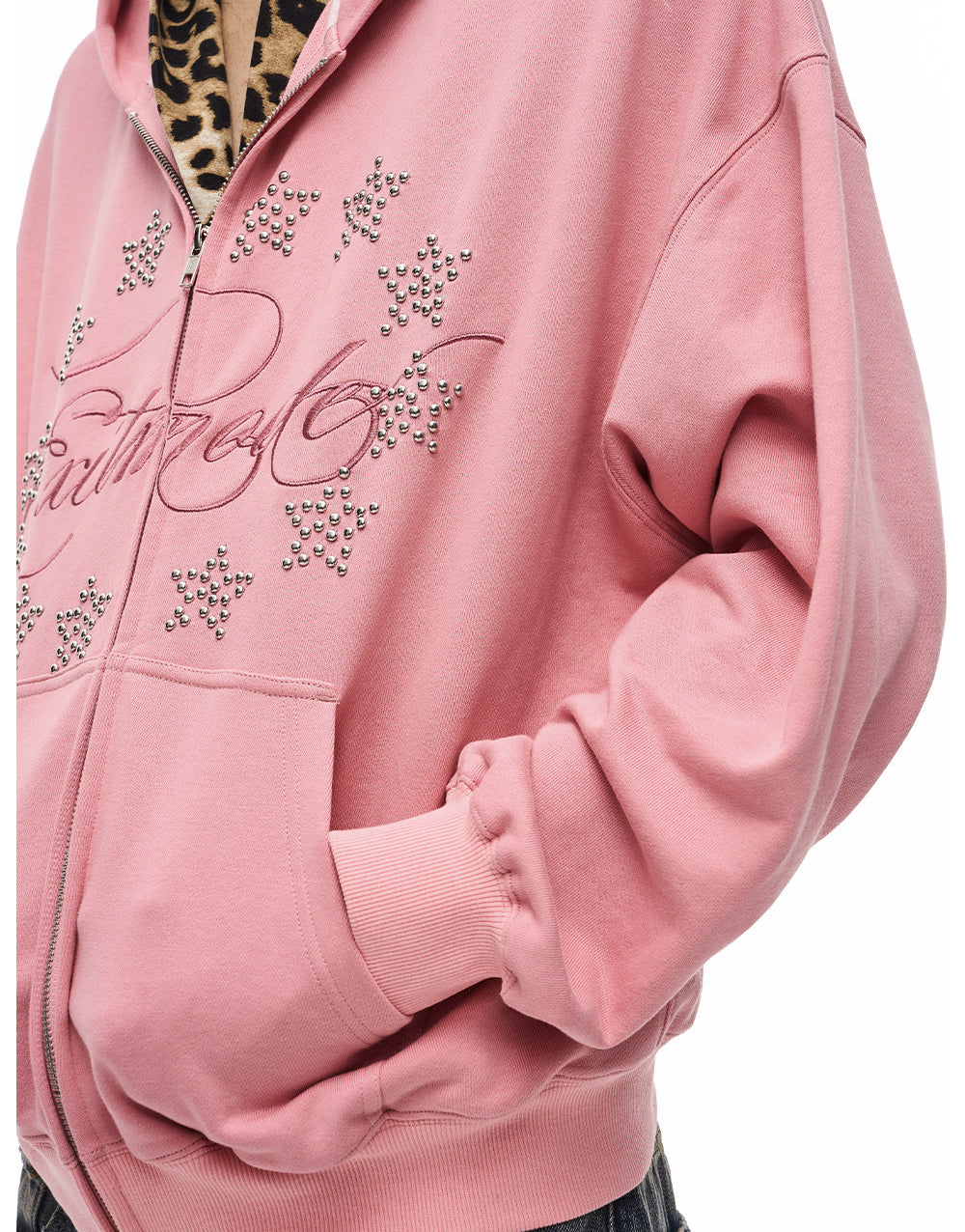 Alphabet Embroidered Hoodie with Zipper