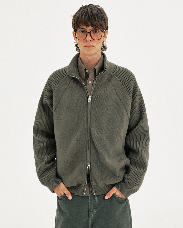 Stand Collar Knit Jacket