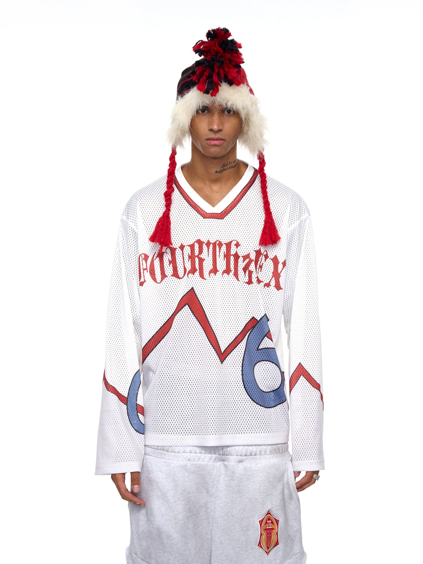 Mesh V-Neck Jersey T-Shirt