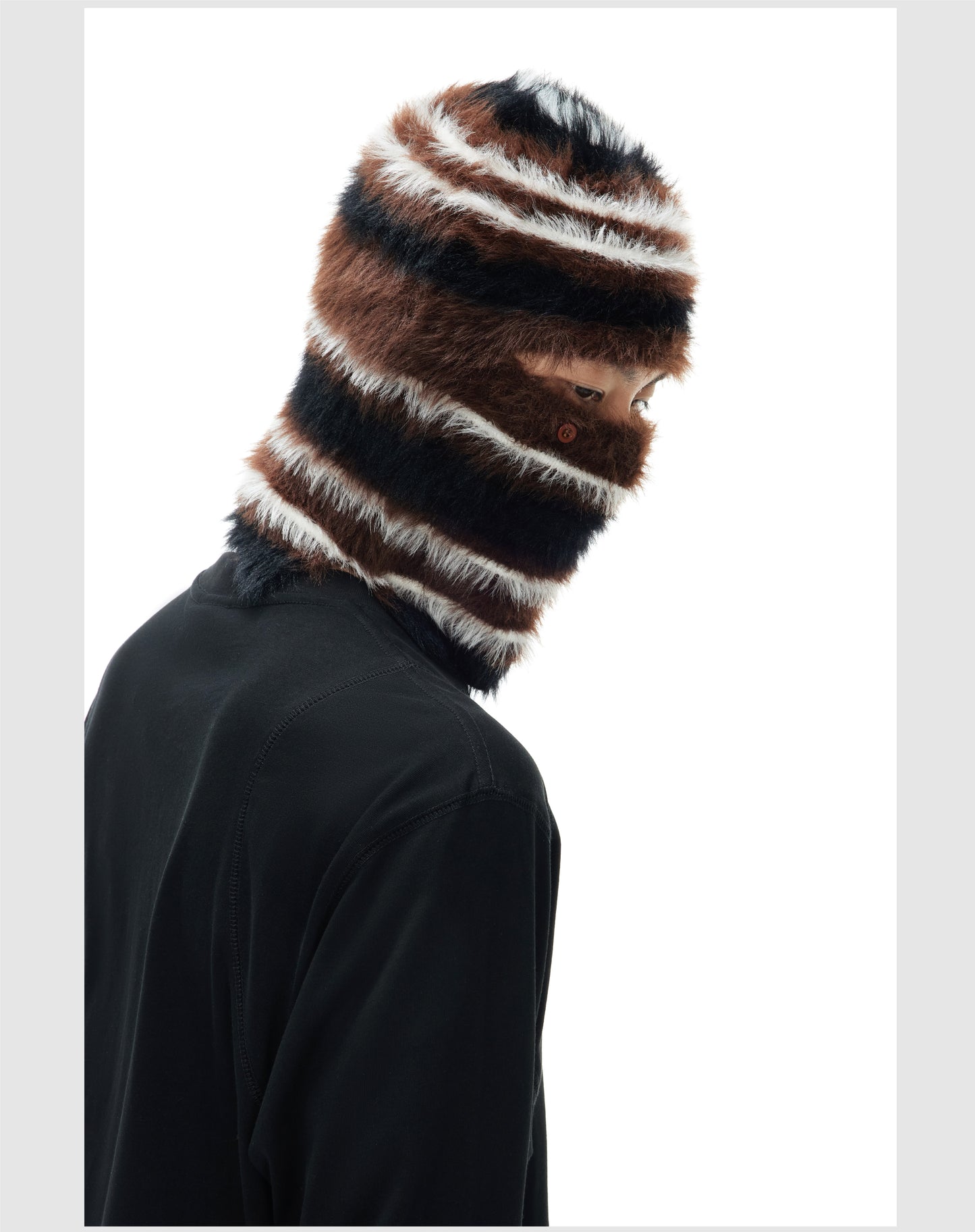 Striped Pullover Mink Knit Hat