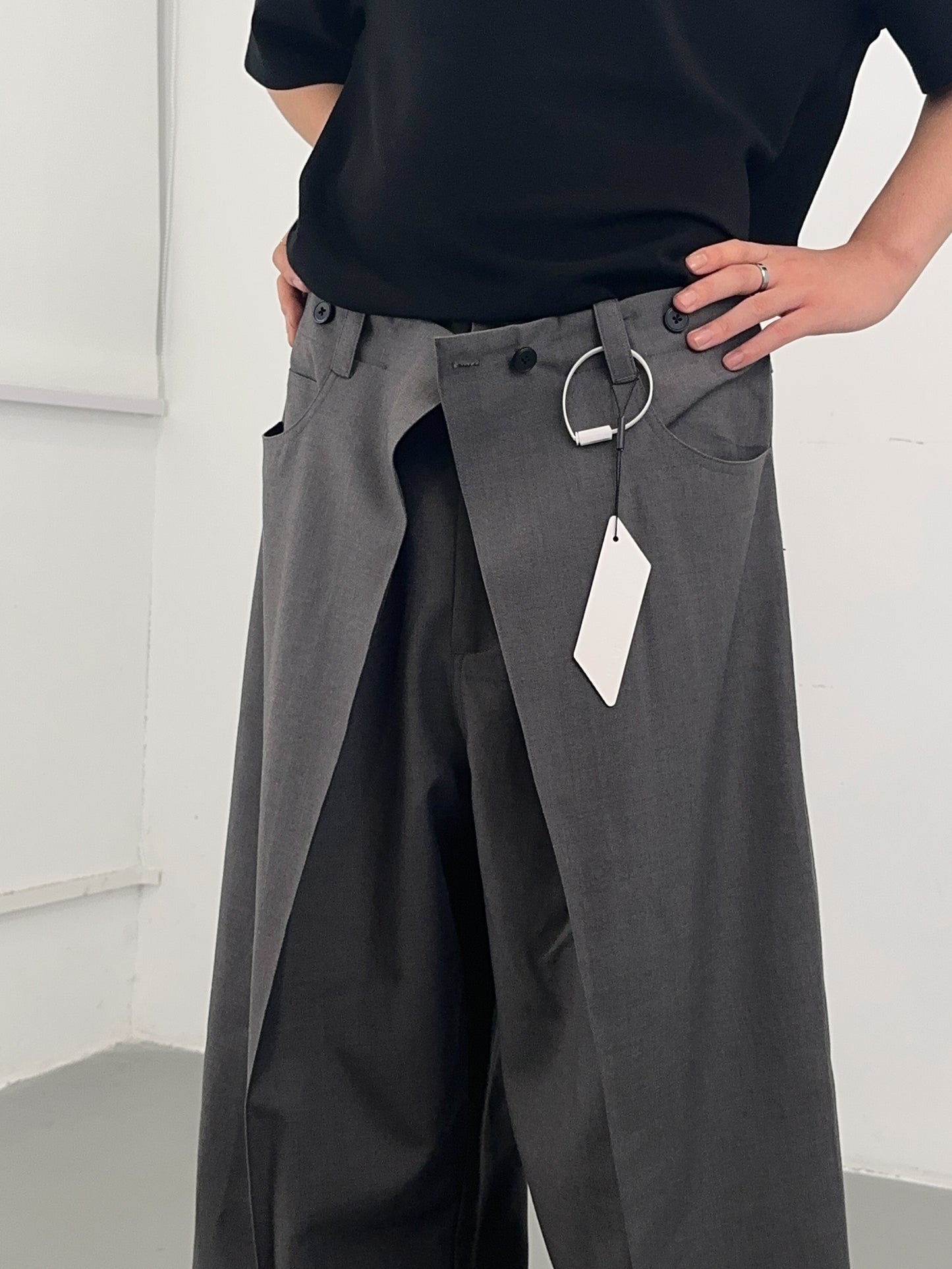 Wide Leg Pleated Straight Pants