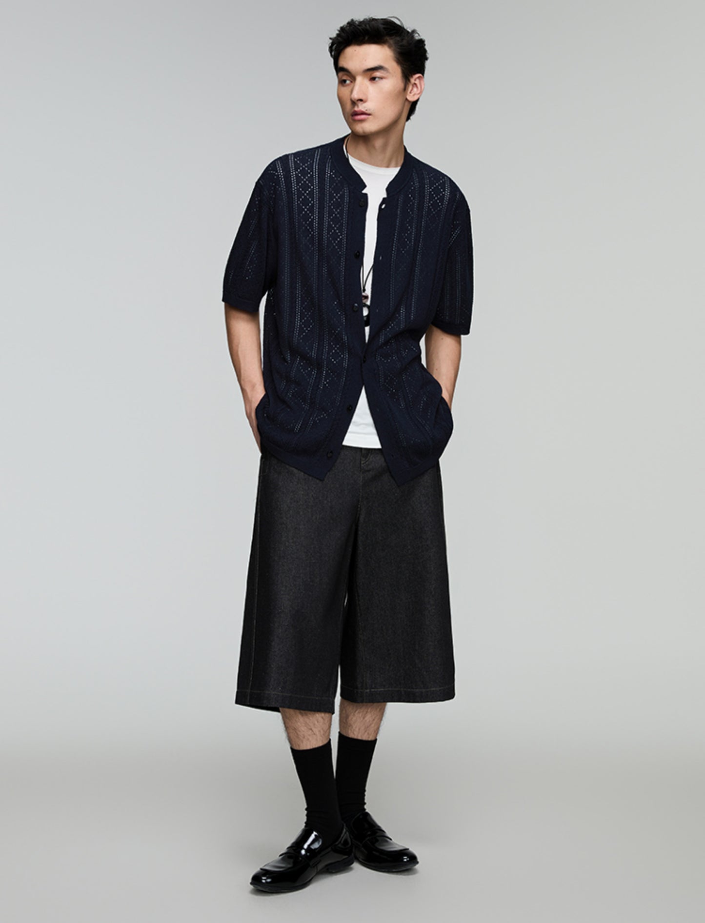 A-line loose denim shorts