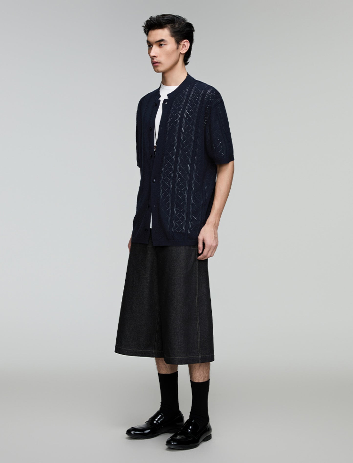 A-line loose denim shorts