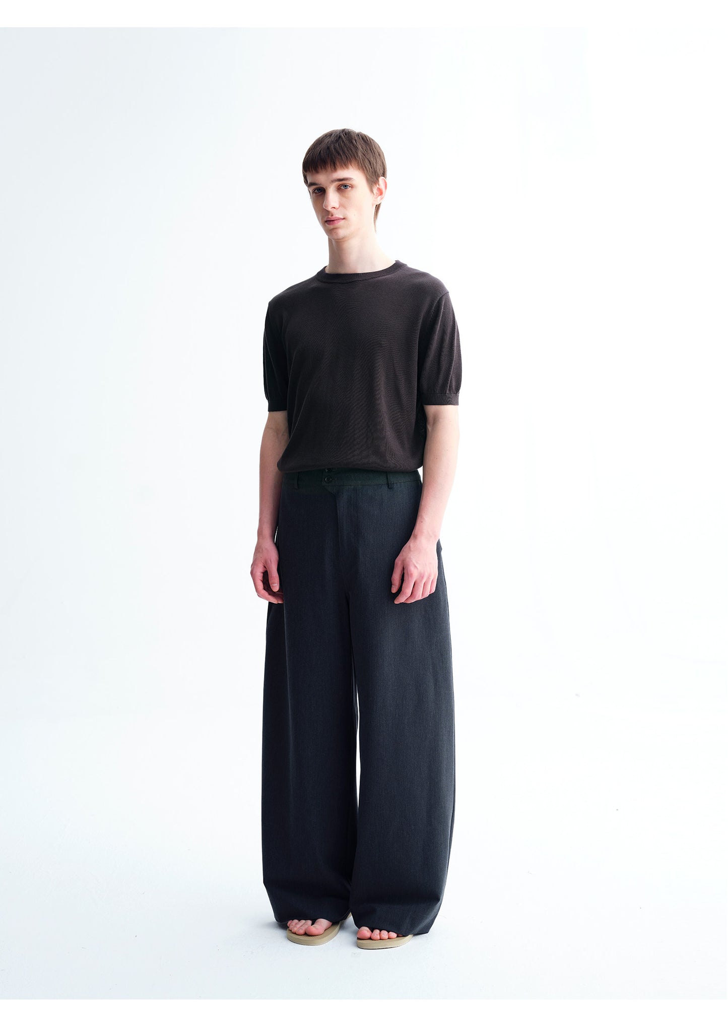 Double-Button Wide-Leg Pants
