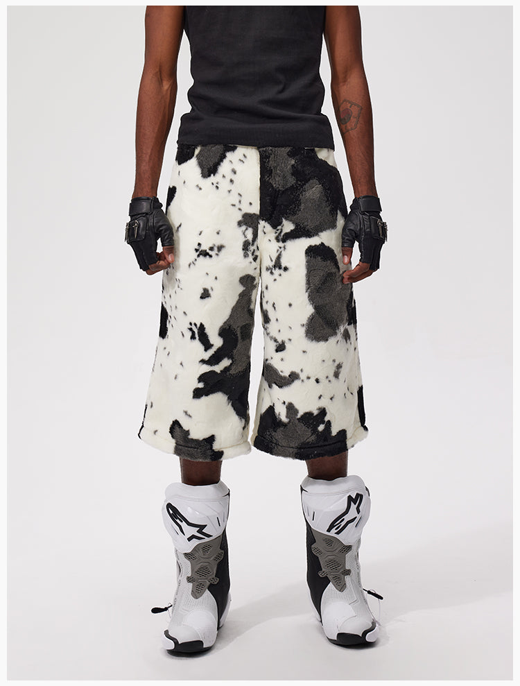 Original design cow print cropped shorts