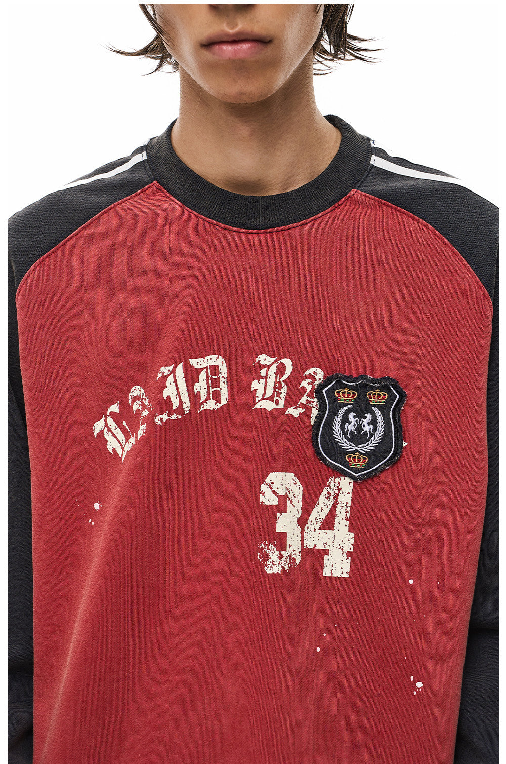 Wash-Finished Sweatshirt with Printed Badge Sweatshirt