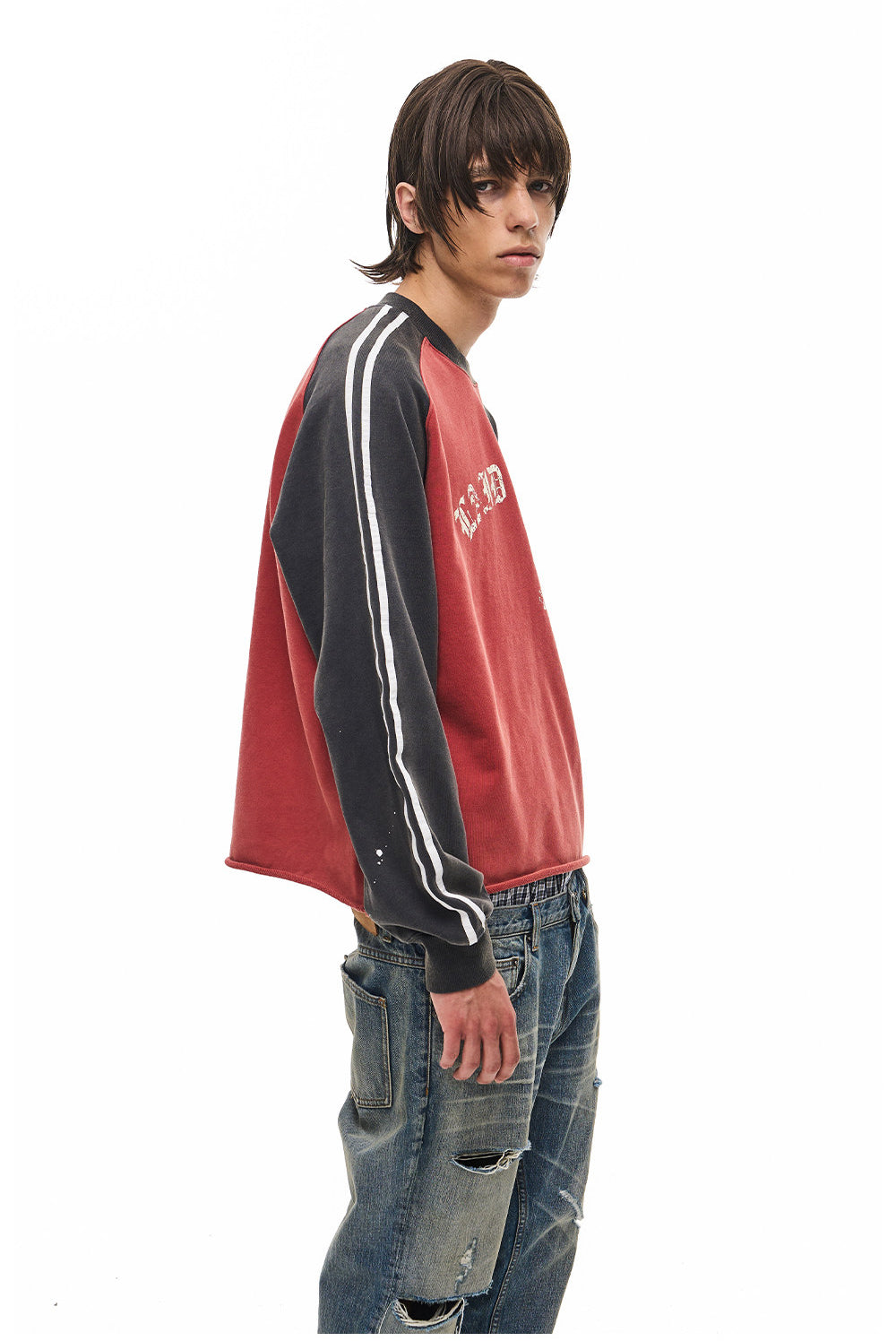 Wash-Finished Sweatshirt with Printed Badge Sweatshirt