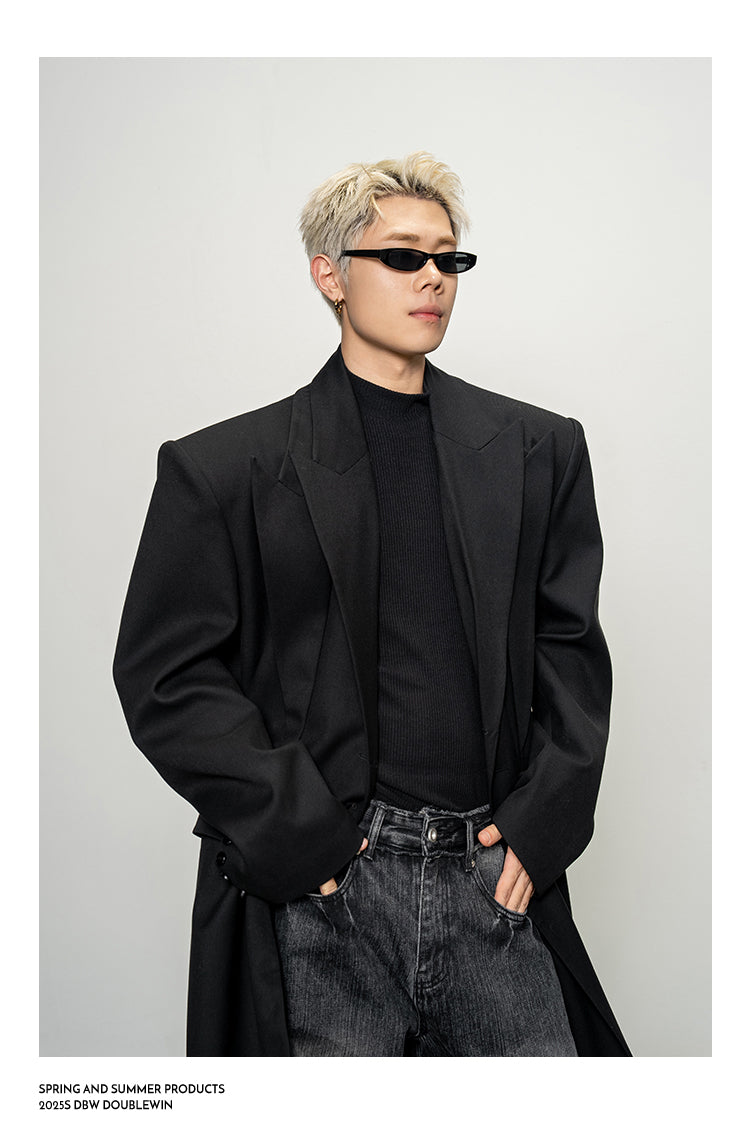 Faux Two-Piece Long Coat