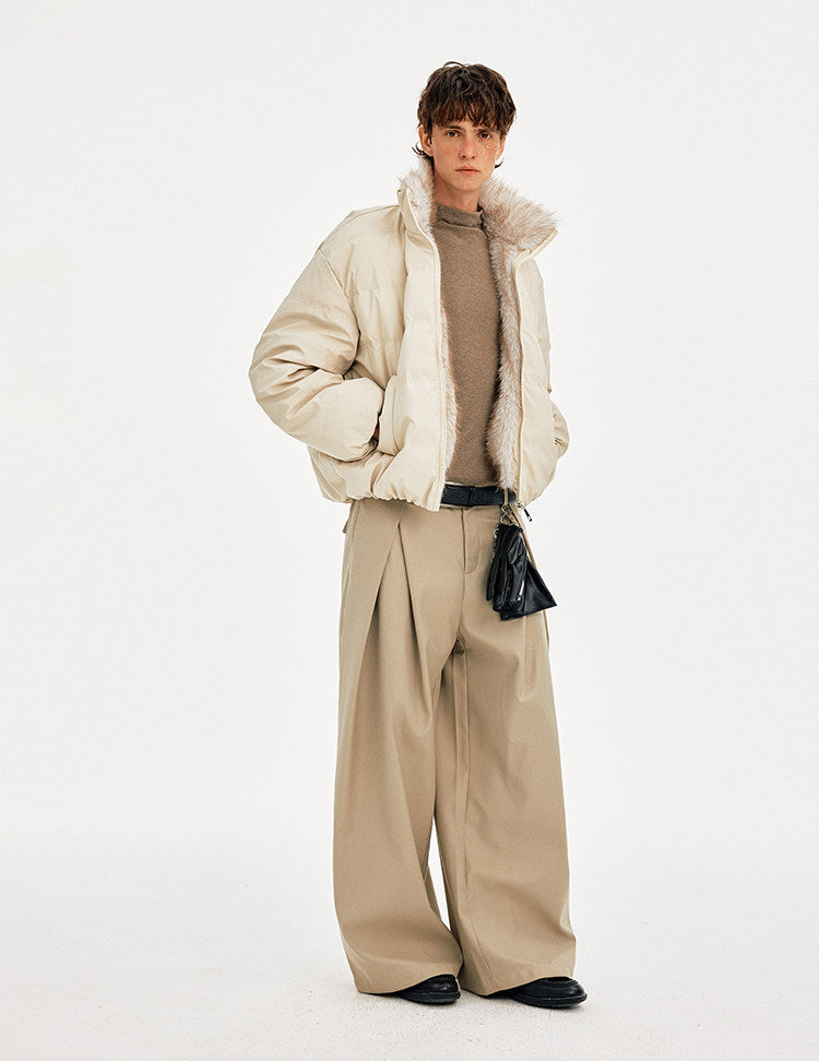 Retro Style Fur Collar Down Jacket