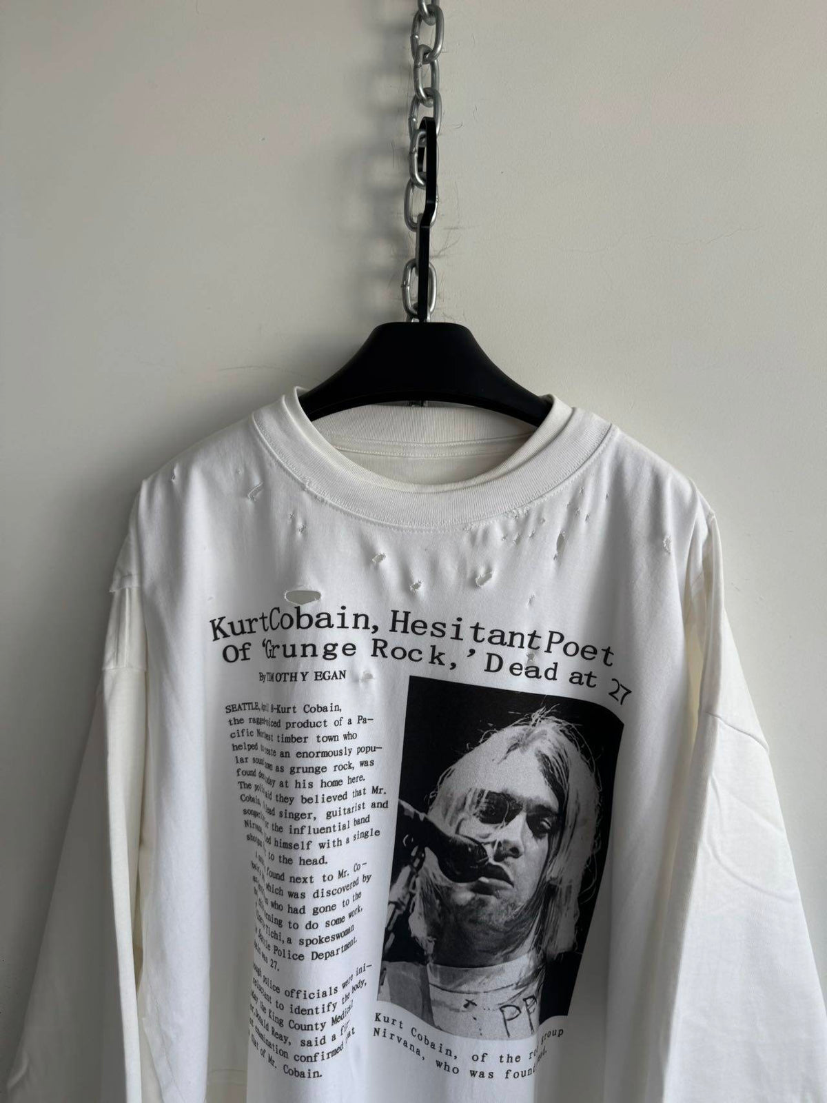 Double-Layer Patchwork Breakdown Silhouette T-Shirt