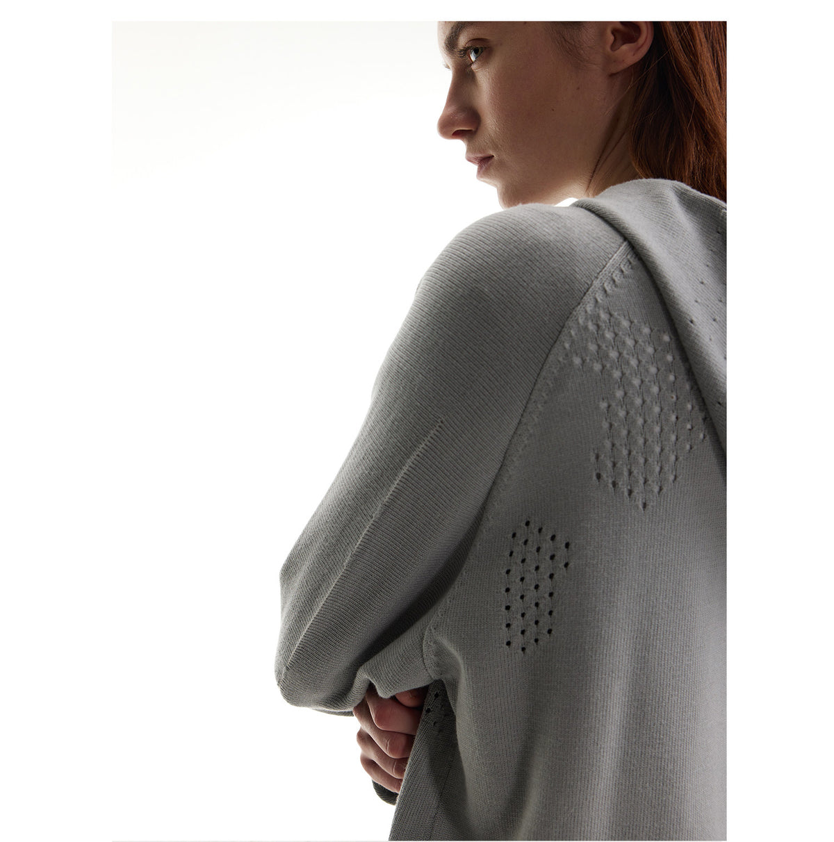 Short Casual Knit Sweater with Openwork Holes
