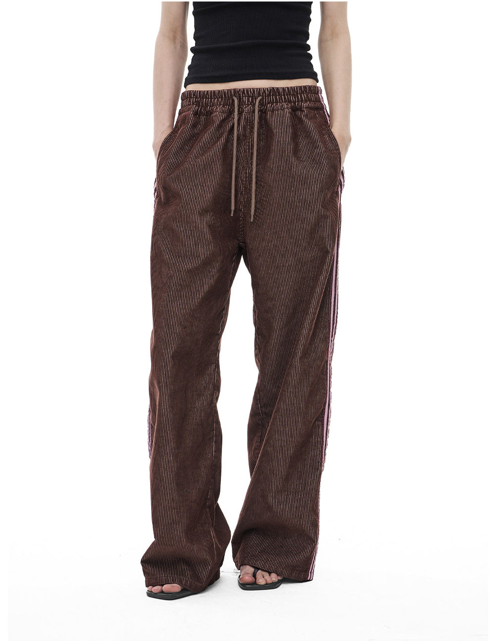 Striped Corduroy Wide-Leg Casual Pants