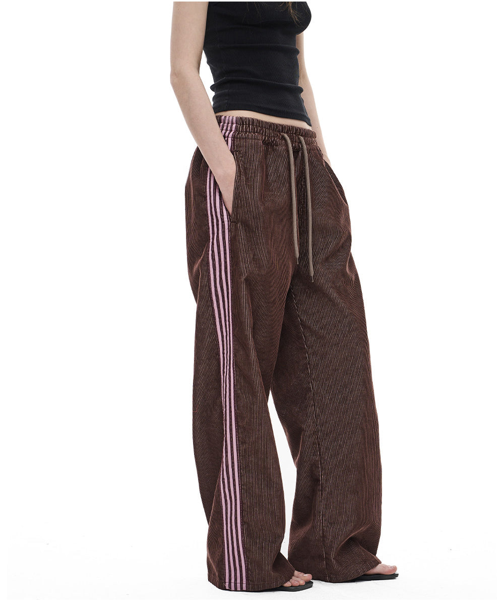 Striped Corduroy Wide-Leg Casual Pants