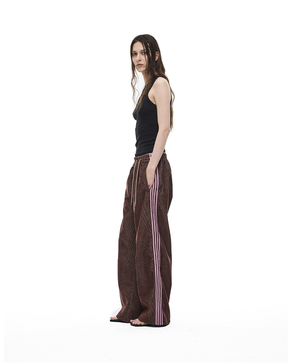Striped Corduroy Wide-Leg Casual Pants