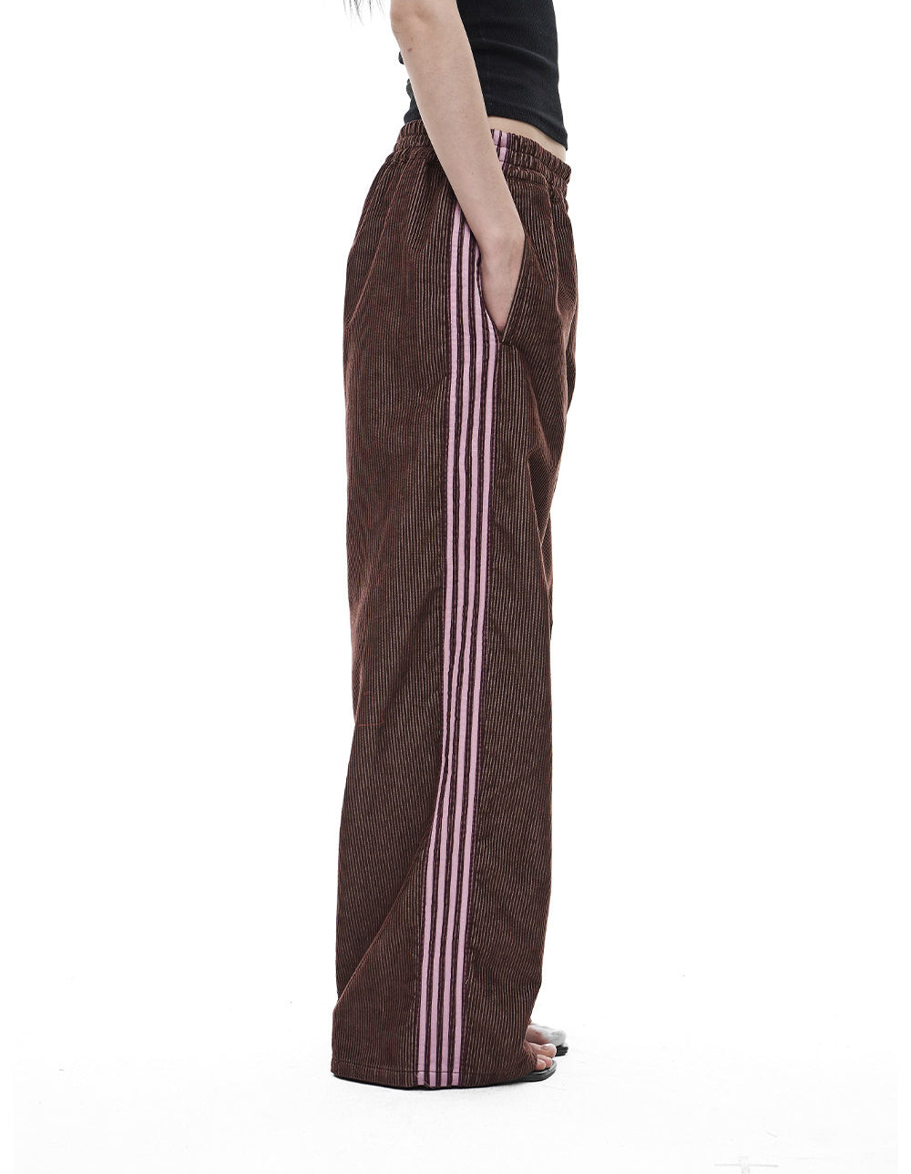 Striped Corduroy Wide-Leg Casual Pants