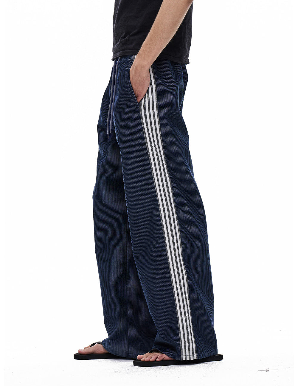 Striped Corduroy Wide-Leg Casual Pants