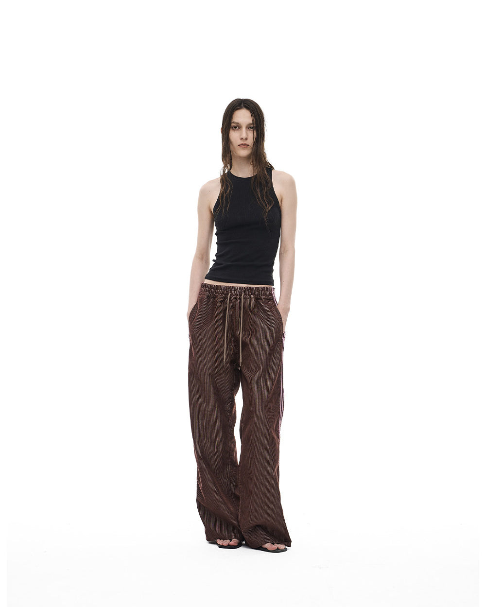 Striped Corduroy Wide-Leg Casual Pants