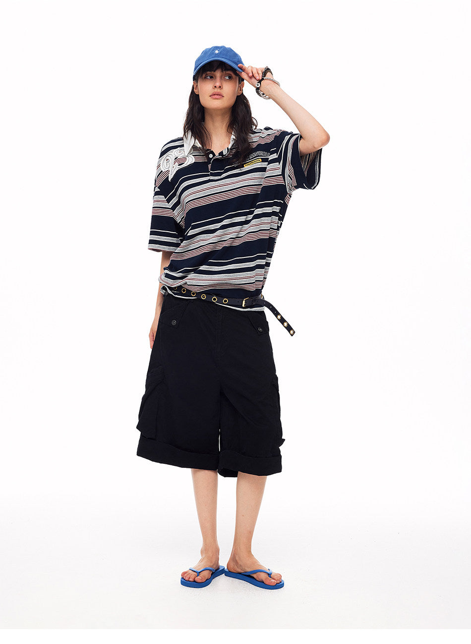 Contrast-Striped Polo Shirt