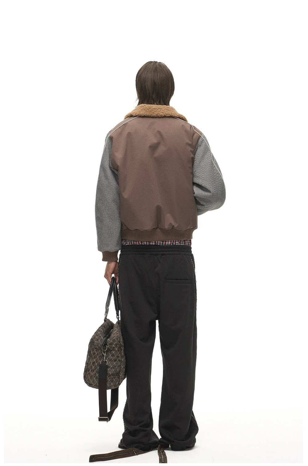 Lambswool Lapel Contrast-Color Sports Jacket