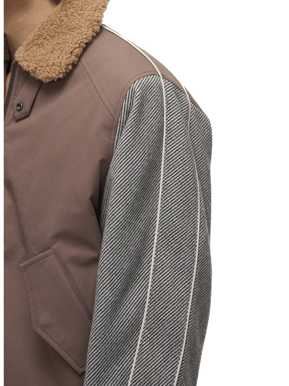 Lambswool Lapel Contrast-Color Sports Jacket
