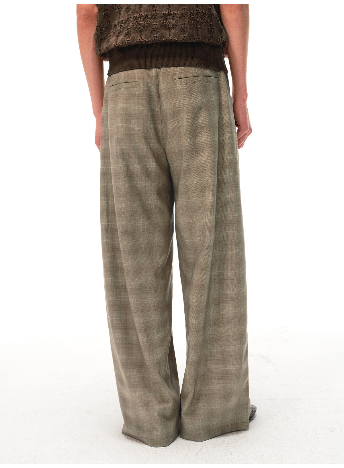 Drawstring Check Pattern Casual Pants