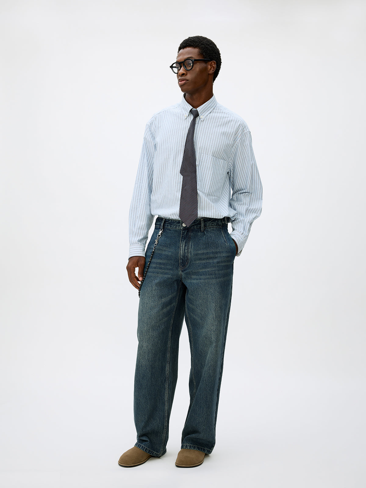 Loose Straight Leg Denim Pants