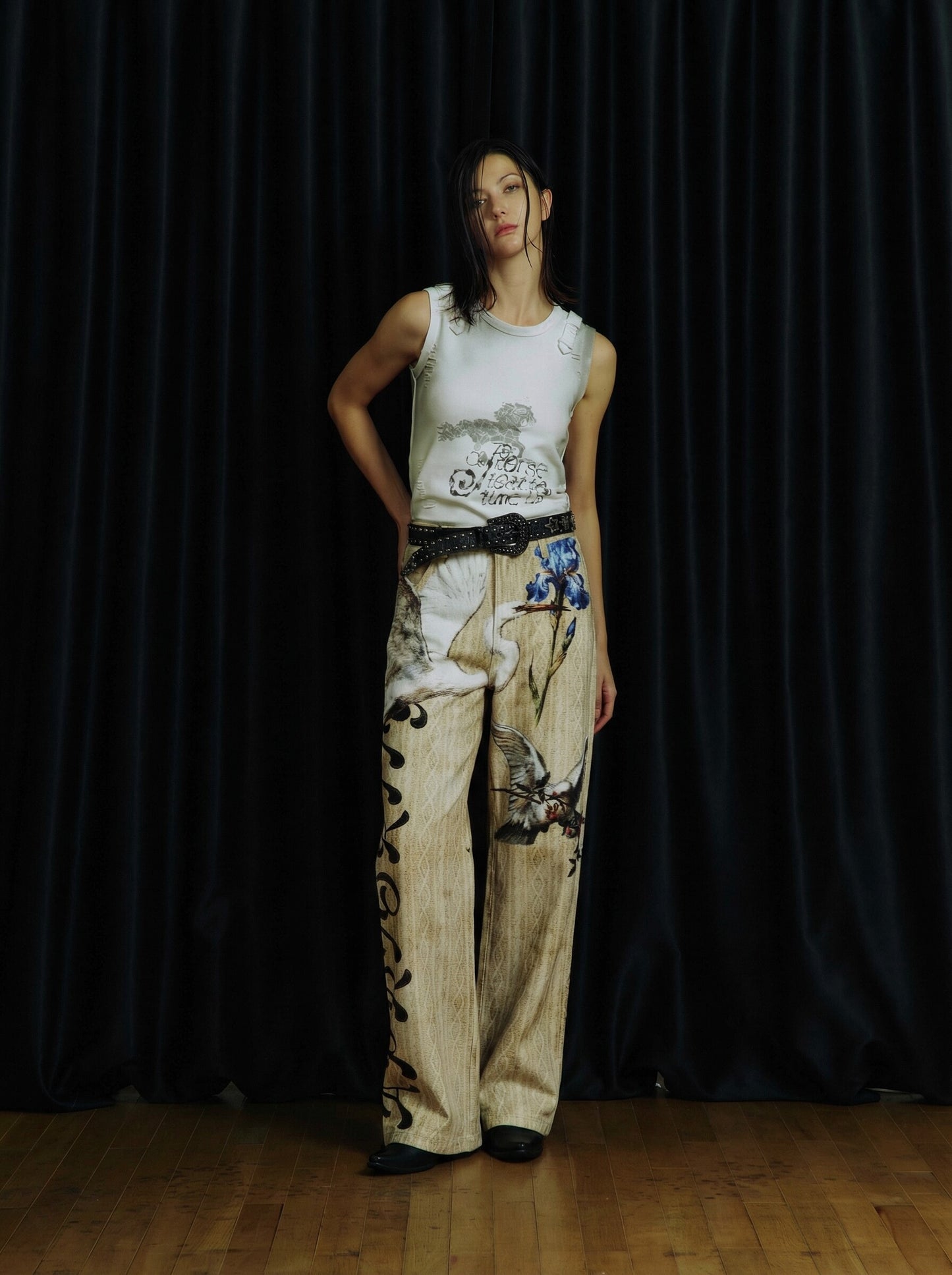 3D-Printed Denim Casual Pants