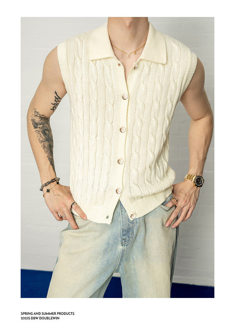Lapel knit vest