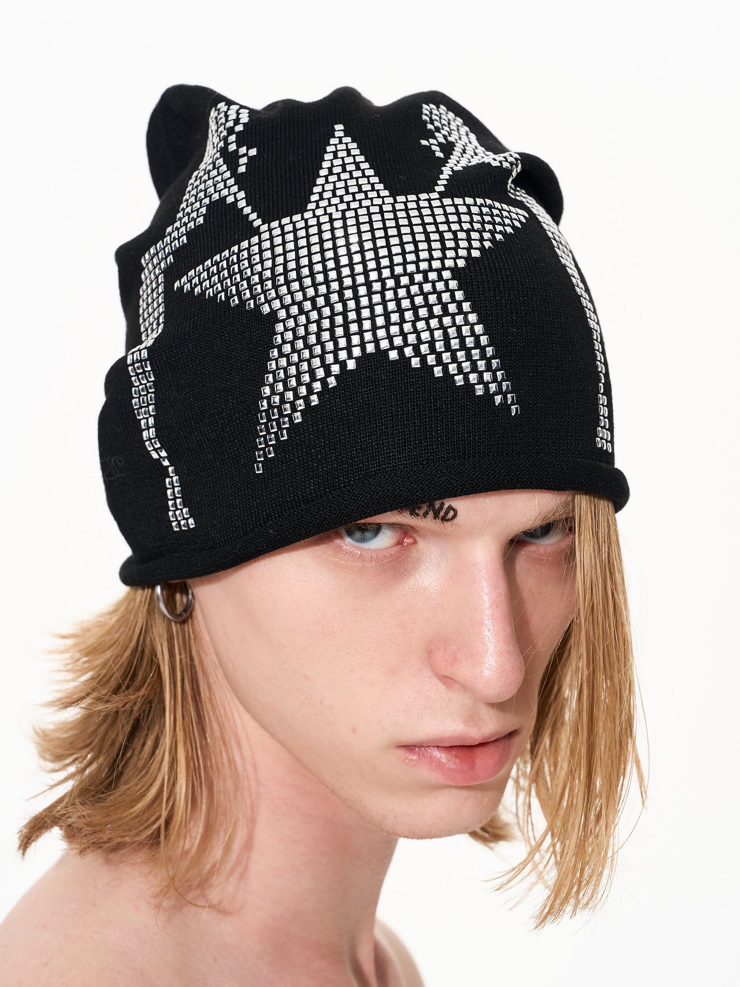 Stud Print Knit Cap