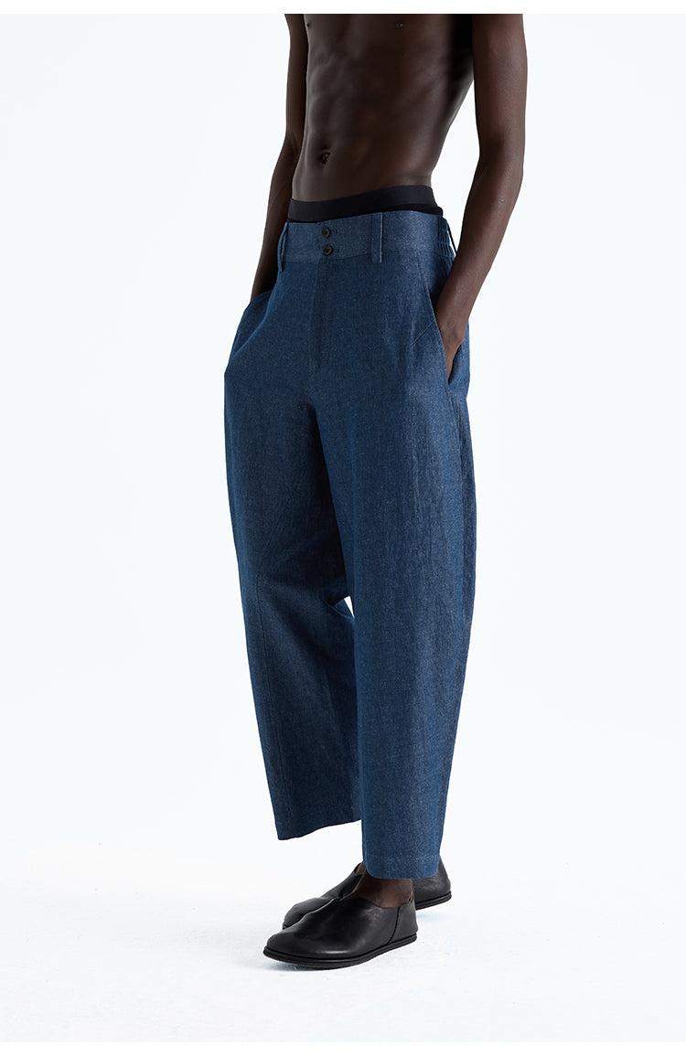 Natural cotton blend denim pants