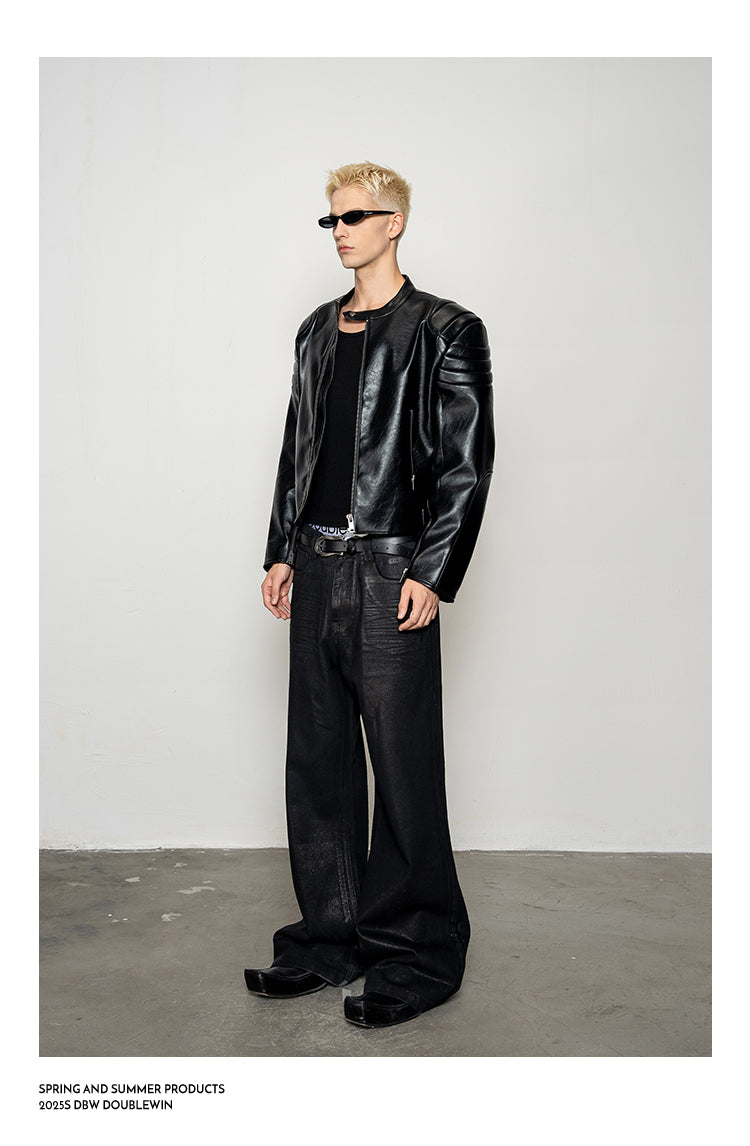 Pleated Silhouette Rider Jacket