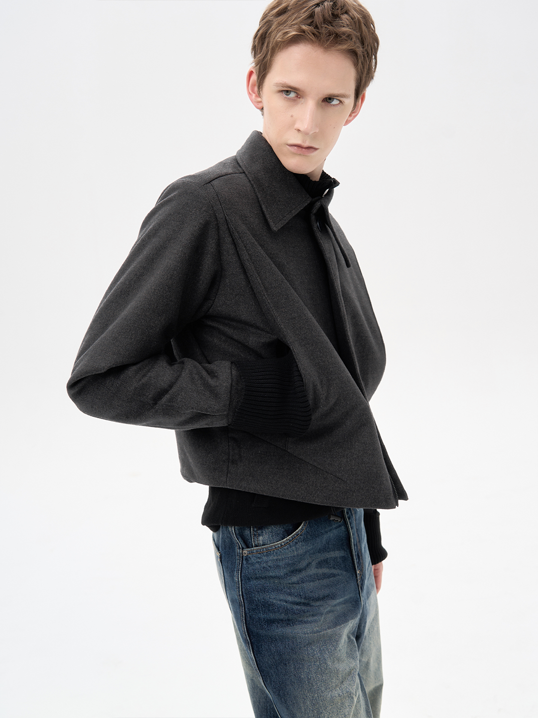 Pleated Cotton Casual Jacket