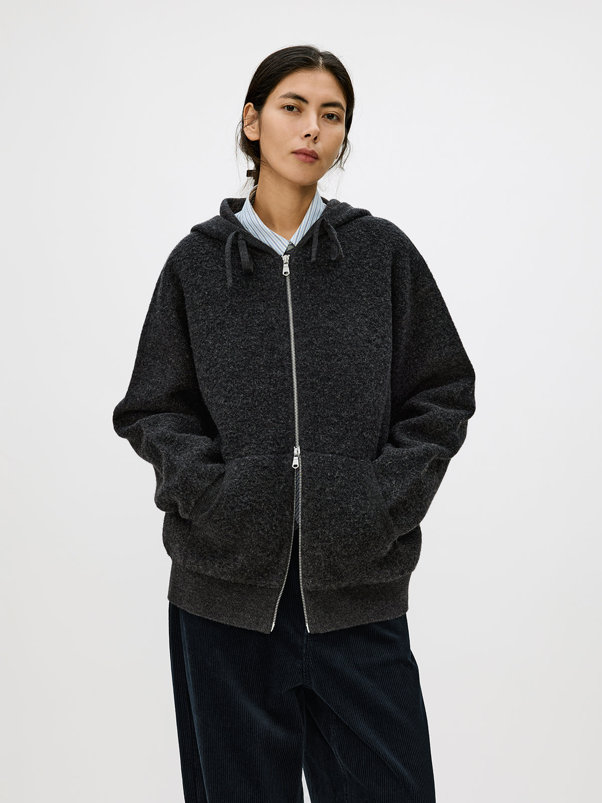 Zip-Up Hooded Cardigan